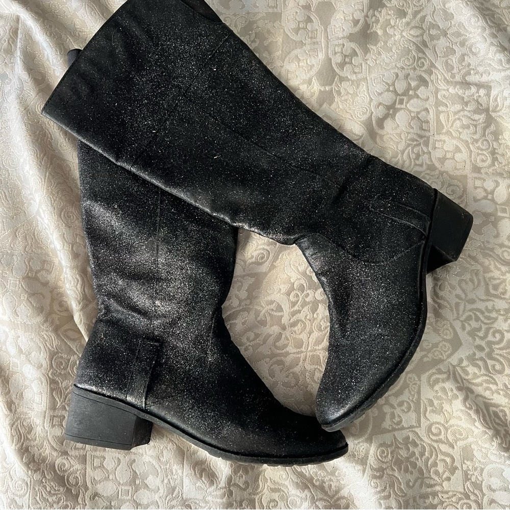 Black glittered boots